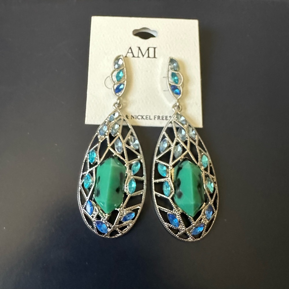 AMI Fashion Embelished Dangle Earrings NWT